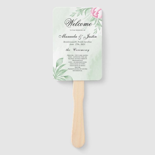 Éventail Boho Watercolor Eucalyptus Wedding Programme (Devant)