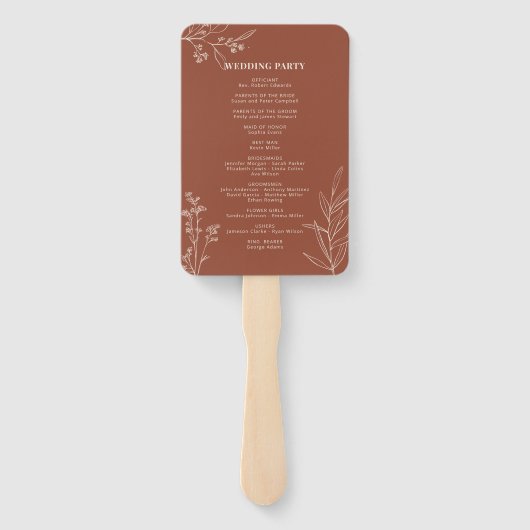Éventail Boho Wedding Programme ventilateur, Cérémonie prog (Dos)