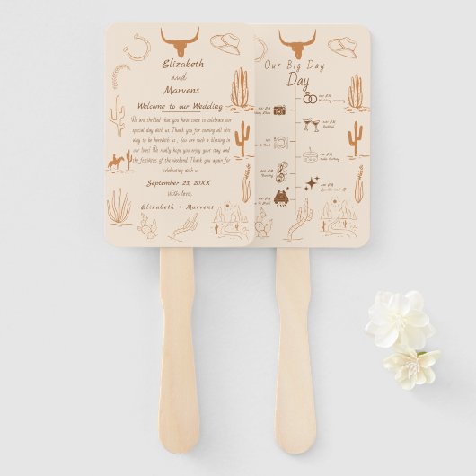 Éventail Boho Western Cowboy Illustration Événements Calend (Devant et derrière)