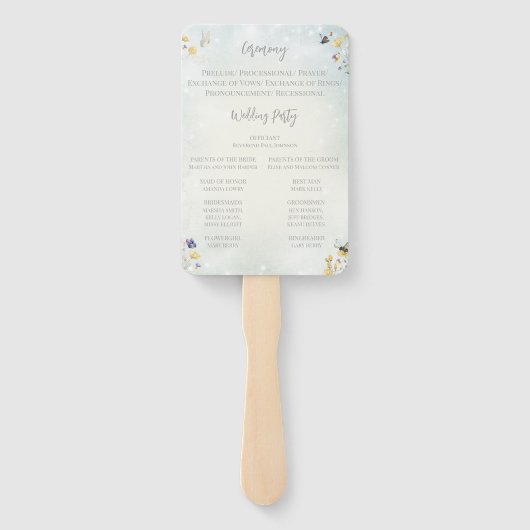 Éventail Boho Wildflower Rustic Green Wedding Programme (Dos)