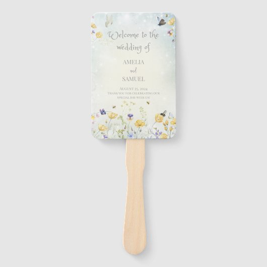 Éventail Boho Wildflower Rustic Green Wedding Programme (Devant)