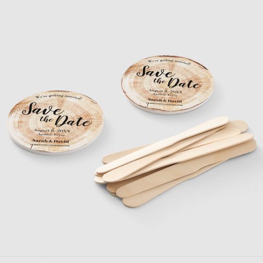Éventail Bois rustique Mariage unique Enregistrer la date (Non-assemblé)