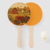 Éventail Bon automne tracteur classique et ferme (Devant et derrière)