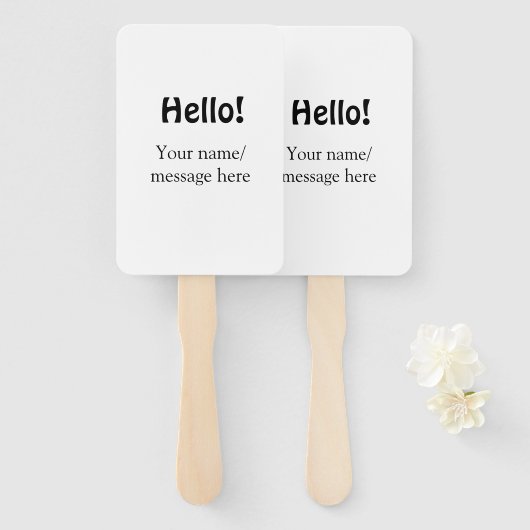 Éventail Bonjour ajouter un message de nom simple minimum é (Devant et derrière)