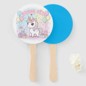 Éventail bonne fête licorne  (Devant et derrière)