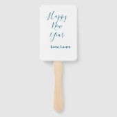 Éventail Bonne nouvelle année ajouter nom amour bleu simple (Dos)