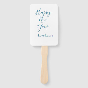 Éventail Bonne nouvelle année ajouter nom amour bleu simple