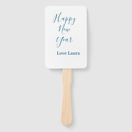 Éventail Bonne nouvelle année ajouter nom amour bleu simple (Devant)