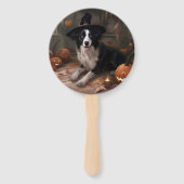 Éventail Border Collie Citrouilles Halloween Épouvantable (Devant)