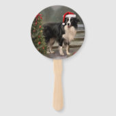 Éventail Border Collie dans la neige Noël (Dos)