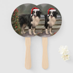 Éventail Border Collie dans la neige Noël