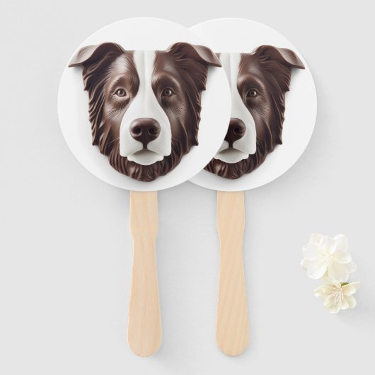 Éventail Bordure Collie Chien 3D inspiré (Devant et derrière)