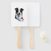 Éventail Bordure Collie face (avec le texte I Love) (Devant et derrière)