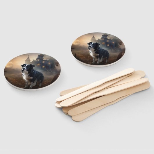 Éventail Bordure Collie Halloween effroi (Non-assemblé)