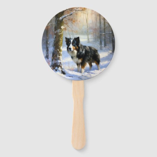 Éventail Bordure Collie Laisser neiger Noël (Devant)