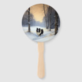 Éventail Bordure Collie Laisser neiger Noël (Devant)
