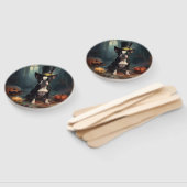 Éventail Boston Terrier Citrouille Halloween effroi (Non-assemblé)