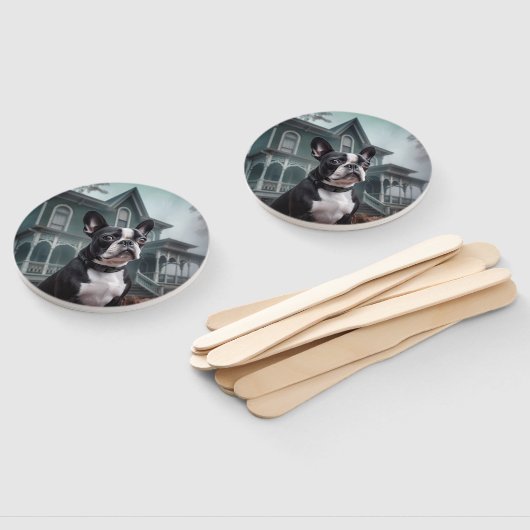 Éventail Boston Terrier Halloween effrayant (Non-assemblé)