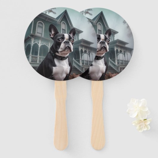 Éventail Boston Terrier Halloween Épouvantable (Devant et derrière)