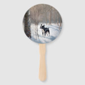 Éventail Boston Terrier Laisser neiger Noël (Dos)