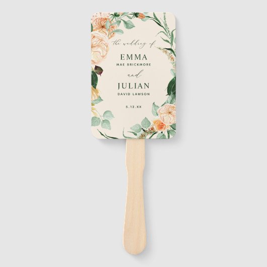 Éventail Botanique Boho Green Peach Wedding Programme (Devant)