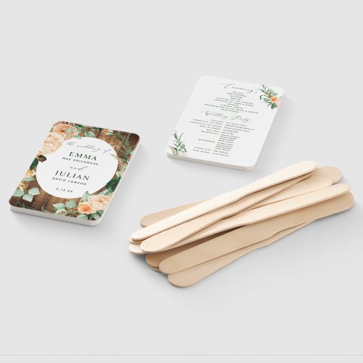 Éventail Botanique Boho Rustique Grange Programme de mariag (Non-assemblé)