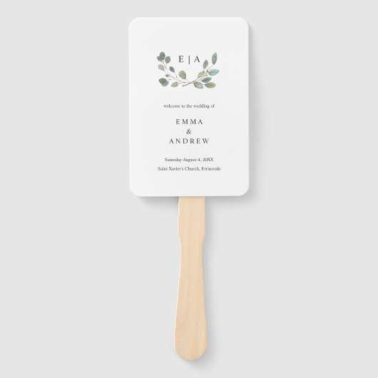 Éventail Botanique Eucalyptus Feuille Mariage programme de (Devant)