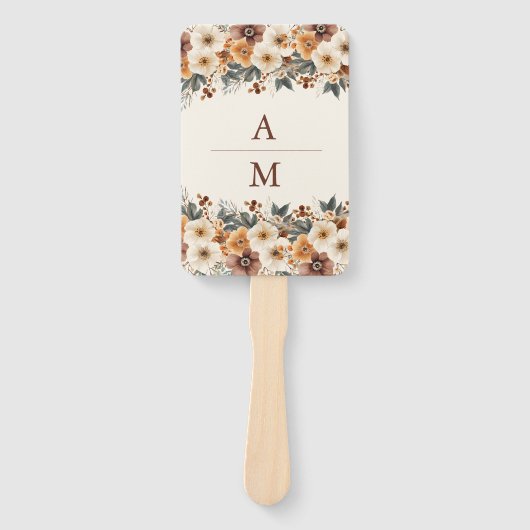 Éventail Bottes occidentales Fleurs Terre cuite Mariage (Devant)