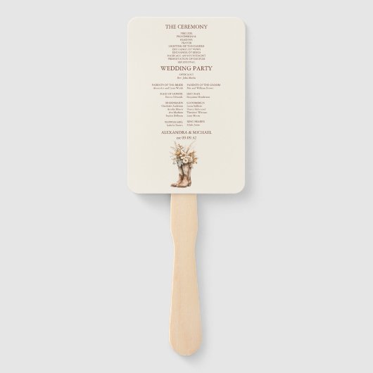 Éventail Bottes occidentales Fleurs Terre cuite Mariage (Dos)