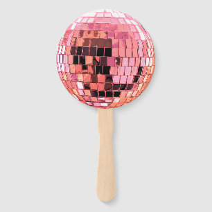Éventail Boule disco métallisée rose vif