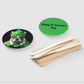 Éventail Bouledogue français Saint-Patrick Day Trèfle Chanc (Non-assemblé)