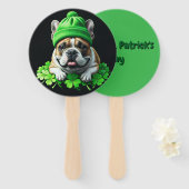 Éventail Bouledogue français Saint-Patrick Day Trèfle Chanc (Devant et derrière)