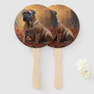 Éventail Bouledogue mastiff dans Automne Feuilles tombées I