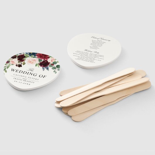 Éventail Bouquet Bourgogne | Programme de mariage (Non-assemblé)