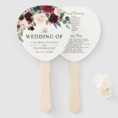 Éventail Bouquet Bourgogne | Programme de mariage (Devant et derrière)