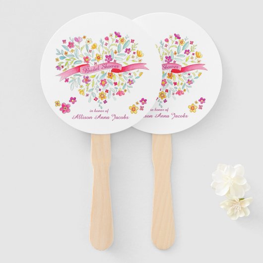 Éventail Bouquet de coeur fleurs ventilateur de douche nupt (Devant et derrière)