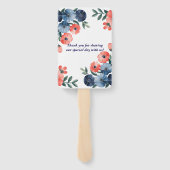 Éventail Bouquet Mariage bleu et corail (Dos)