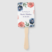 Éventail Bouquet Mariage bleu et corail (Devant)