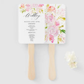 Éventail Bouquet Rose aquarelle (Devant et derrière)