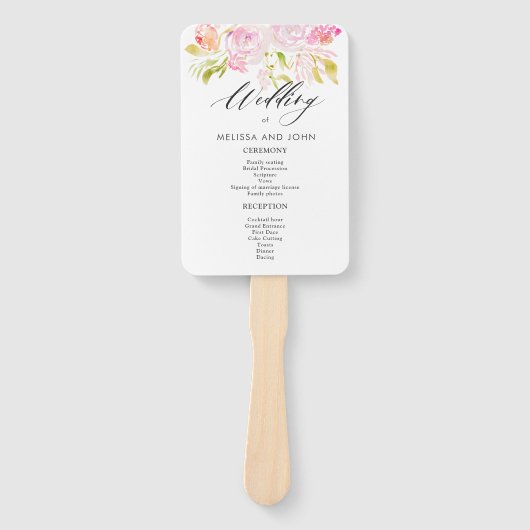 Éventail Bouquet Rose aquarelle (Devant)