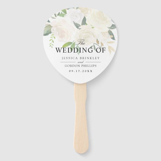 Éventail Bouquet Rose blanche | Programme de mariage (Devant)
