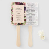 Éventail Bourgogne & Blush Floral Mariage Cérémonie Program (Devant et derrière)