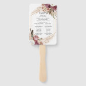 Éventail Bourgogne, Blush & Rose Gold Elegant Programme (Dos)