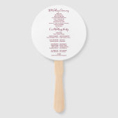 Éventail Bourgogne Élégant programme de mariage de script (Dos)