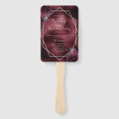 Éventail Bourgogne Floral Argent Programme de mariage géomé (Devant)