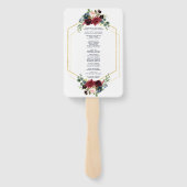 Éventail Bourgogne Floral Gold Hexagon Programme de mariage (Dos)