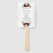 Éventail Bourgogne Floral Gold Hexagon Programme de mariage (Devant)