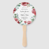 Éventail Bourgogne Floral Rose Foliage Programmes de mariag (Devant)