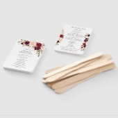 Éventail Bourgogne Marsala Floral Wedding Programme Blanc V (Non-assemblé)