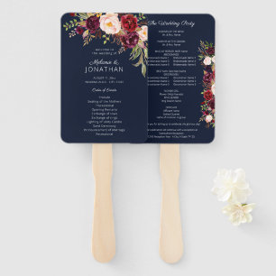 Éventail Bourgogne Marsala Programme de mariage floral Mari